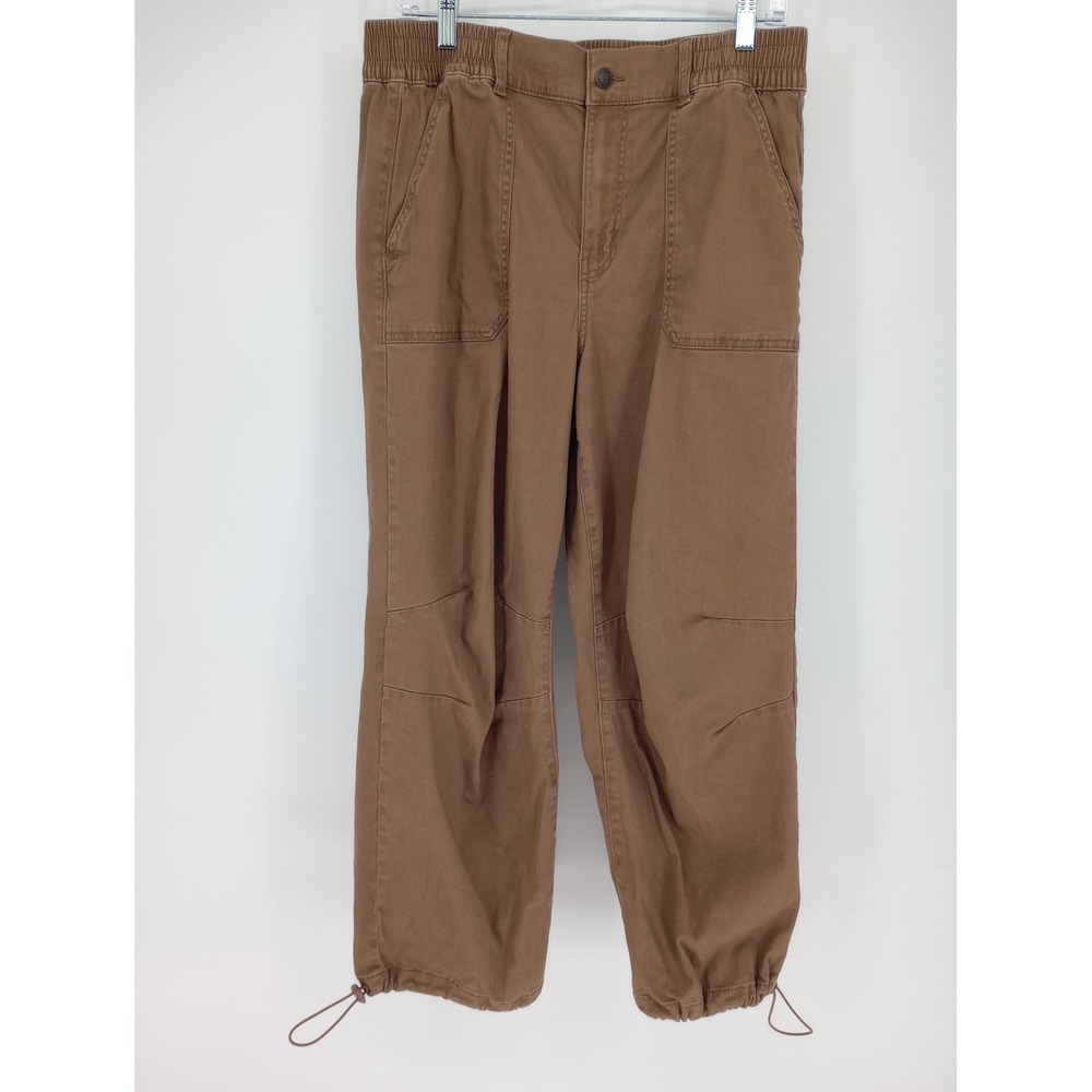 Celebrity Pink Cargo Jogger Pants Womens Lrg Brown Elastic Waist Drawstring Hem
